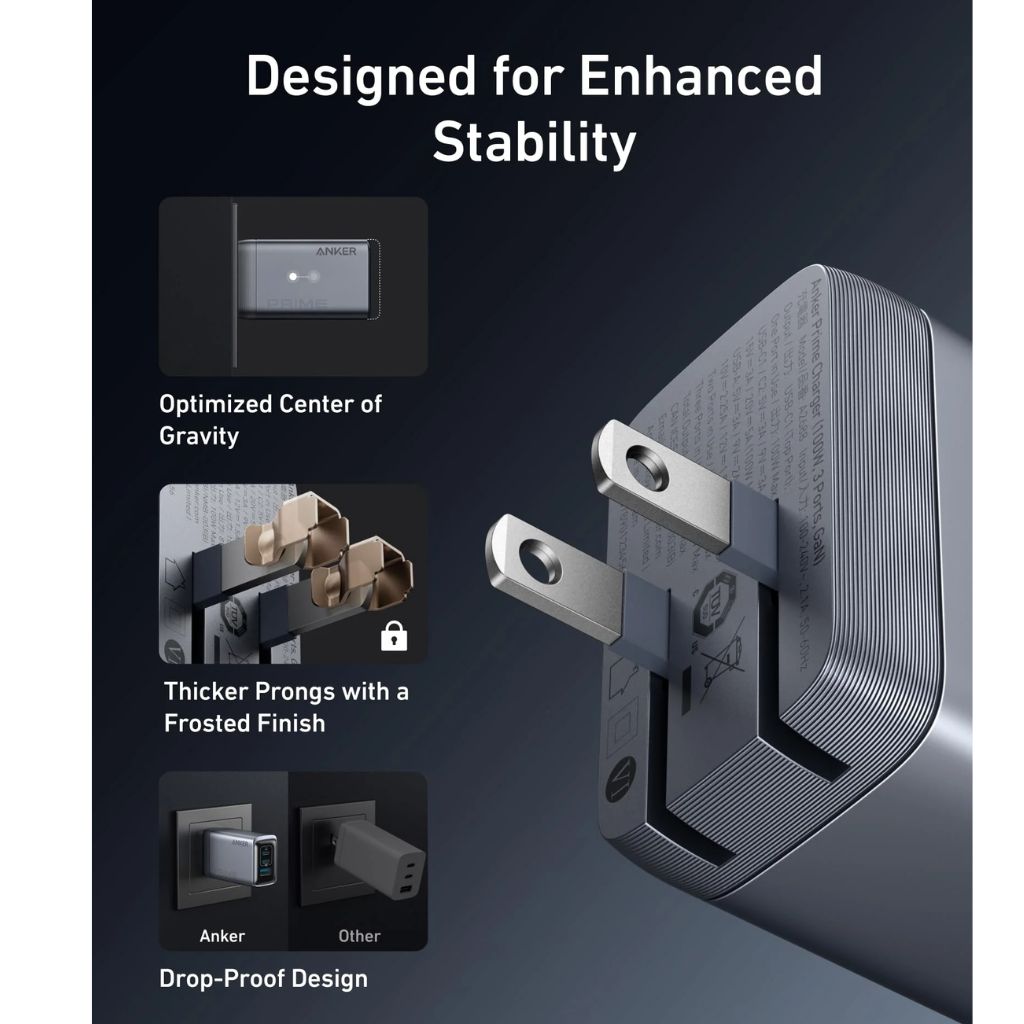 Anker A2688241 100W 2USB-C 1USB-A Charger - Black