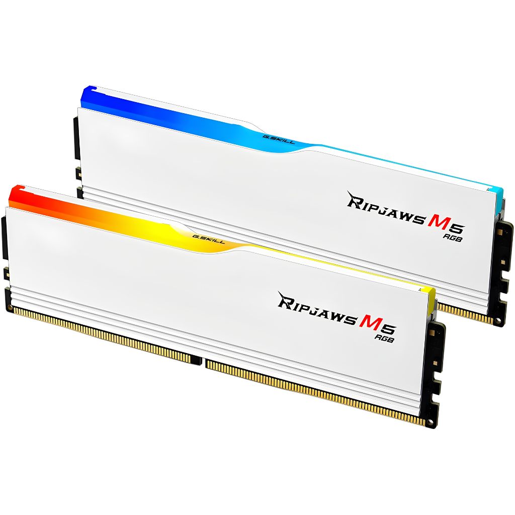 ذاكرة كمبيوتر مكتبي G.SKILL Ripjaws M5 RGB سعة 64 جيجابايت (2×32 جيجابايت) DDR5 بتردد 6000 ميجاهرتز CL32 - أبيض