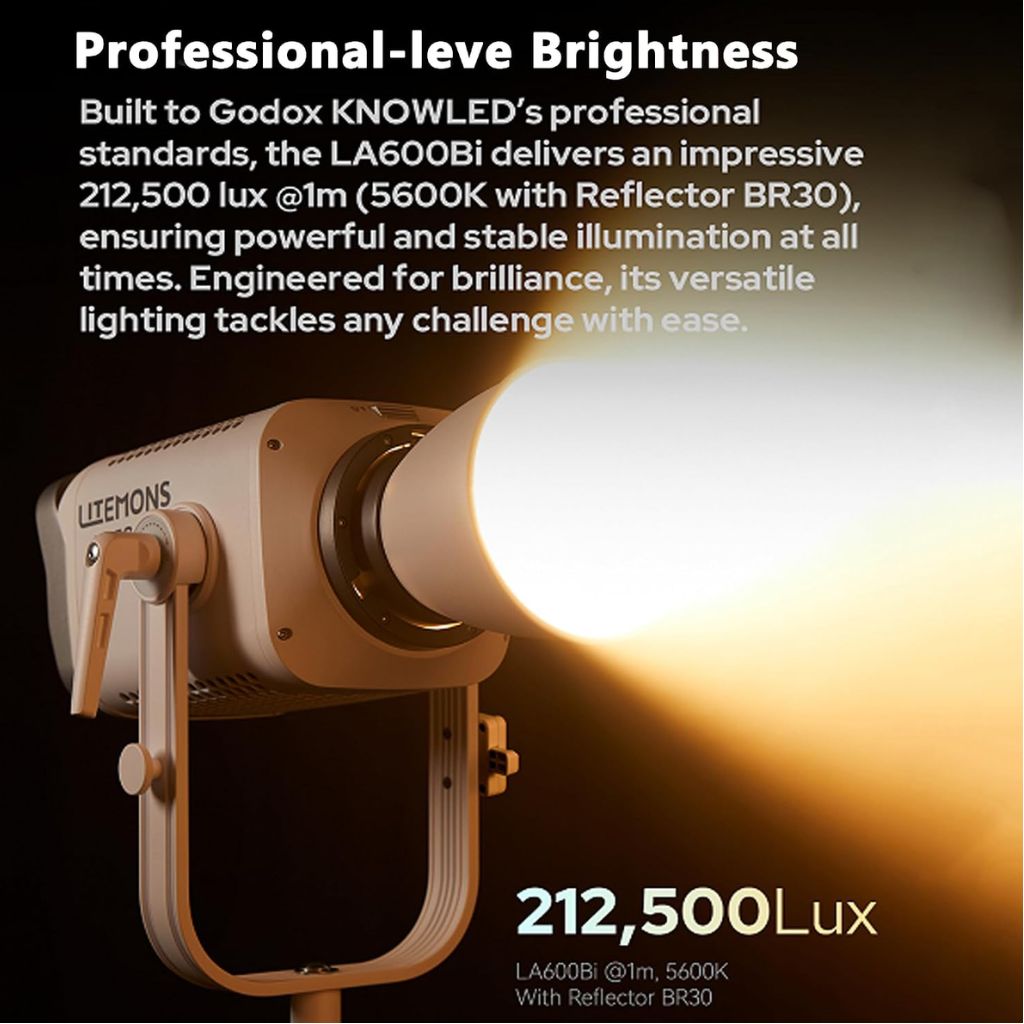 Godox LA600Bi Litemons Bi-Color LED Video Light – COB (K1 Kit) - 600W
