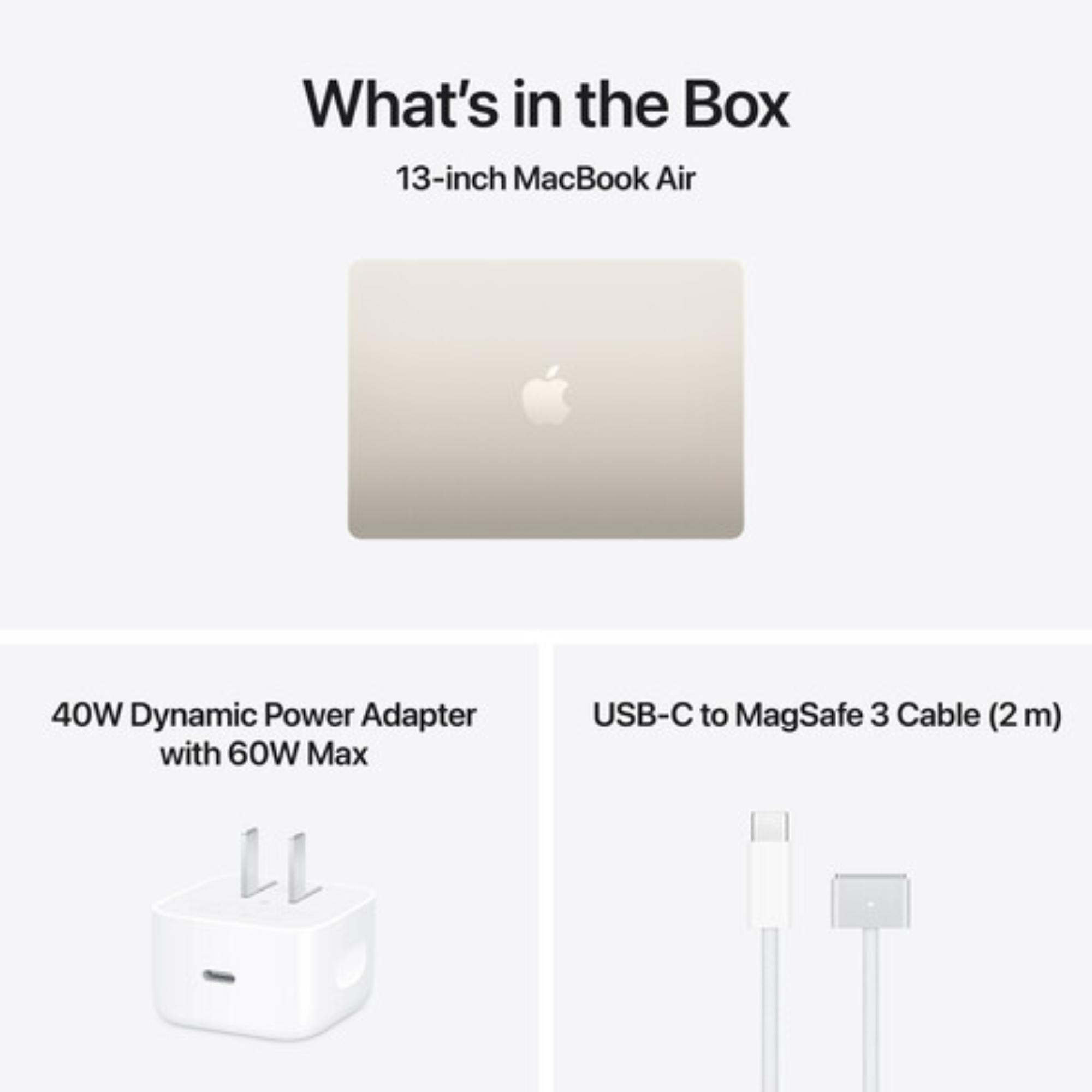 Apple Macbook Air MDHA4LL/A - A3449، شريحة M5 (10 نوى)، معالج رسومات (8 نوى)، ذاكرة وصول عشوائي 16 جيجابايت، قرص صلب SSD 512 جيجابايت، 13.0 (2560 × 1664)، لون Starlight