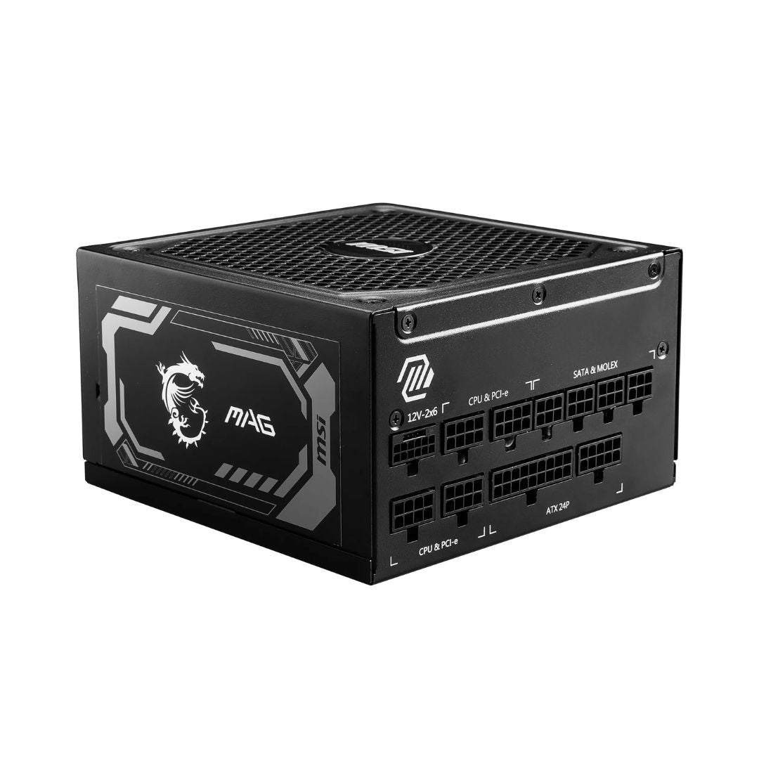 MSI MAG A1250GL مزود طاقة بقدرة 1250 واط، كفاءة PLUS Gold، قابل للفصل بالكامل، يدعم PCIe 5.0
