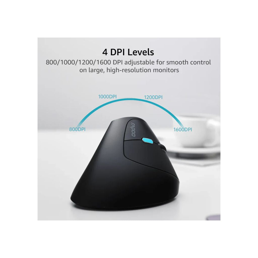 Rapoo EV250 Vertical Ergonomic Wireless Mouse - Black