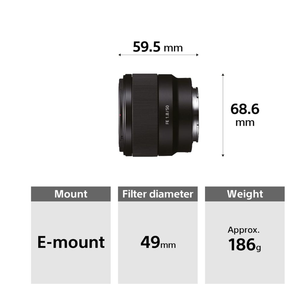 Sony FE 50mm F1.8 Full-Frame Standard Prime Lens – E-Mount
