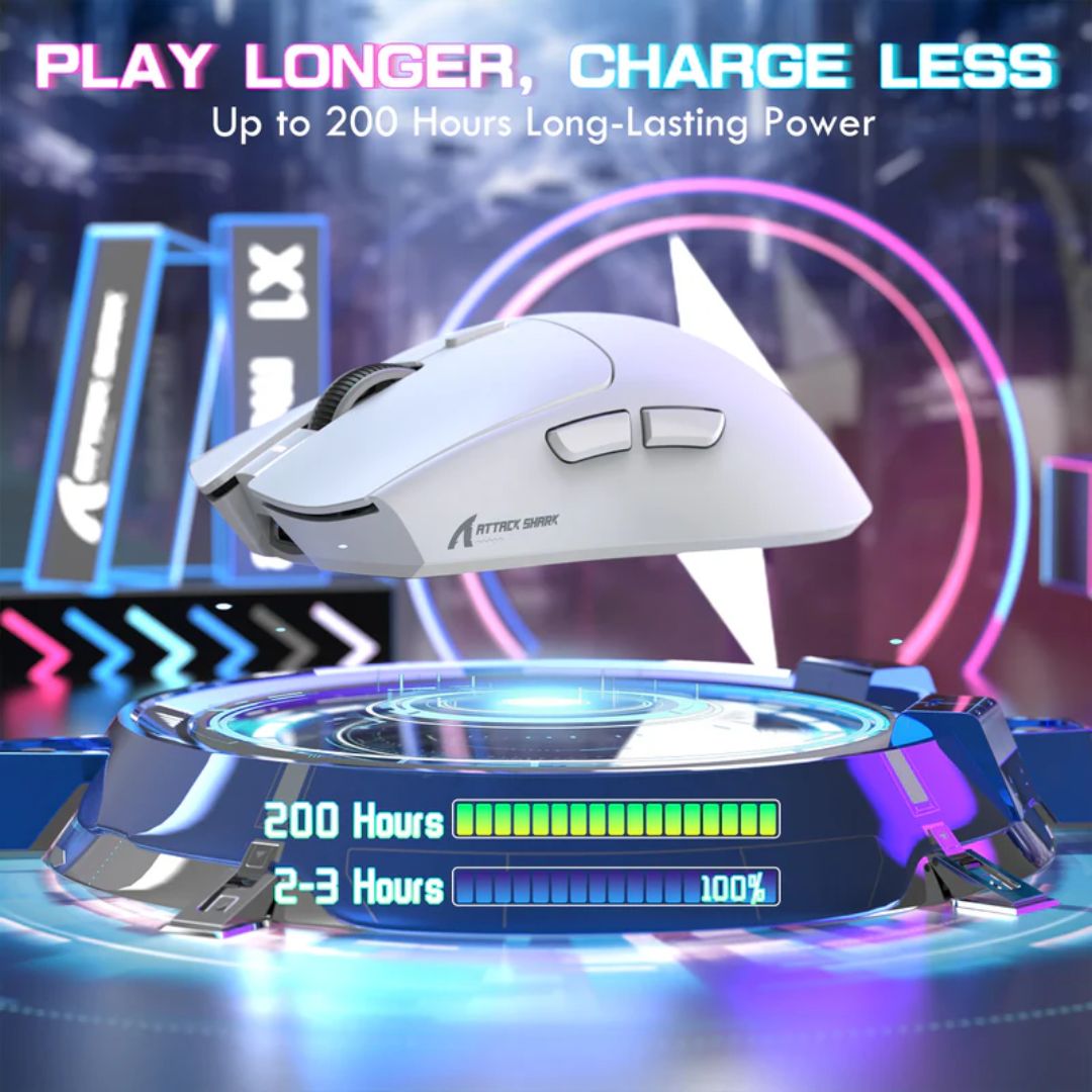 ATTACK SHARK X1 Tri-mode Gaming Mouse - White
