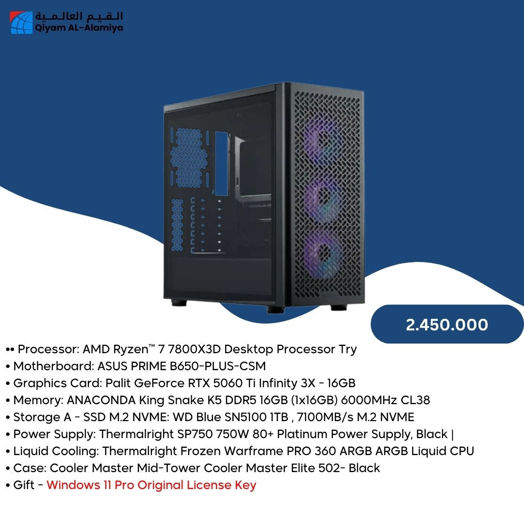 Pc Build AMD 7 7800X3D,RTX 5060 Ti - 16GB
