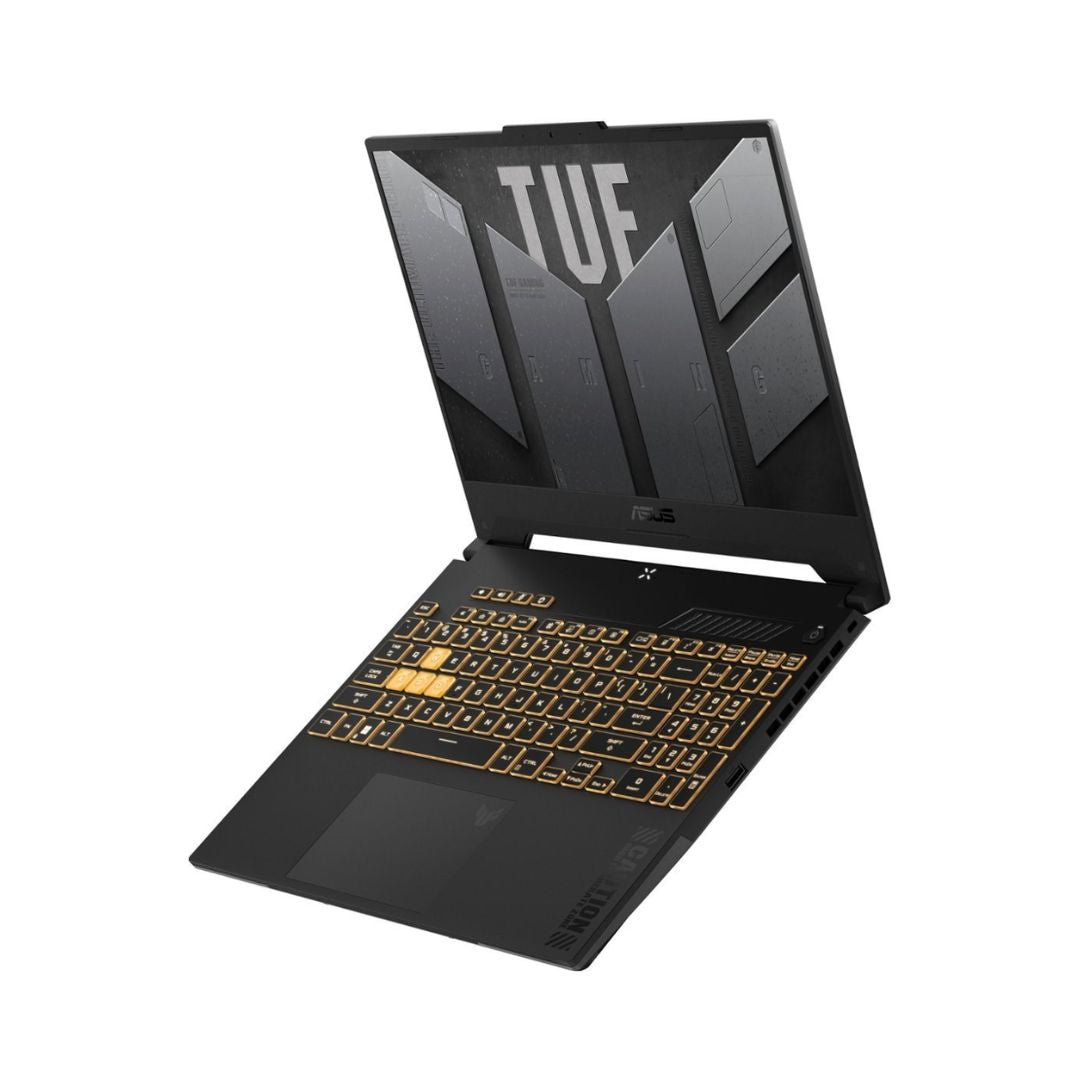 ASUS TUF Gaming F17 FX707VU-HX175, معالج Intel Core i7-13620H من الجيل 13, ذاكرة وصول عشوائي (RAM) 16 جيجابايت, قرص صلب (SSD) سعة 512 جيجابايت, بطاقة رسومات RTX 4050 بسعة 6 جيجابايت, شاشة IPS مقاس 17.3 بوصة بدقة FHD ومعدل تحديث 144 هرتز, لون رمادي ميكا