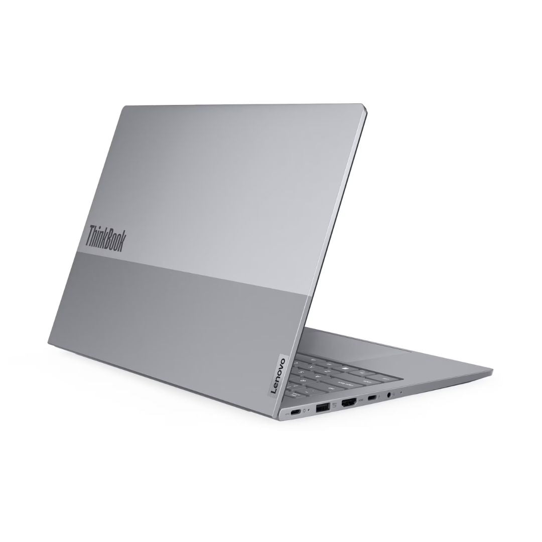 لينوفو ثينك بوك 14 G8 IAL - (01GR) بمعالج Intel Core Ultra 7-255H، وذاكرة وصول عشوائي (RAM) سعة 8 جيجابايت، وSSD سعة 512 جيجابايت، وبطاقة رسومات Intel، وشاشة 14.0 بوصة WUXGA IPS بتردد 60 هرتز، باللون الرمادي القطبي.