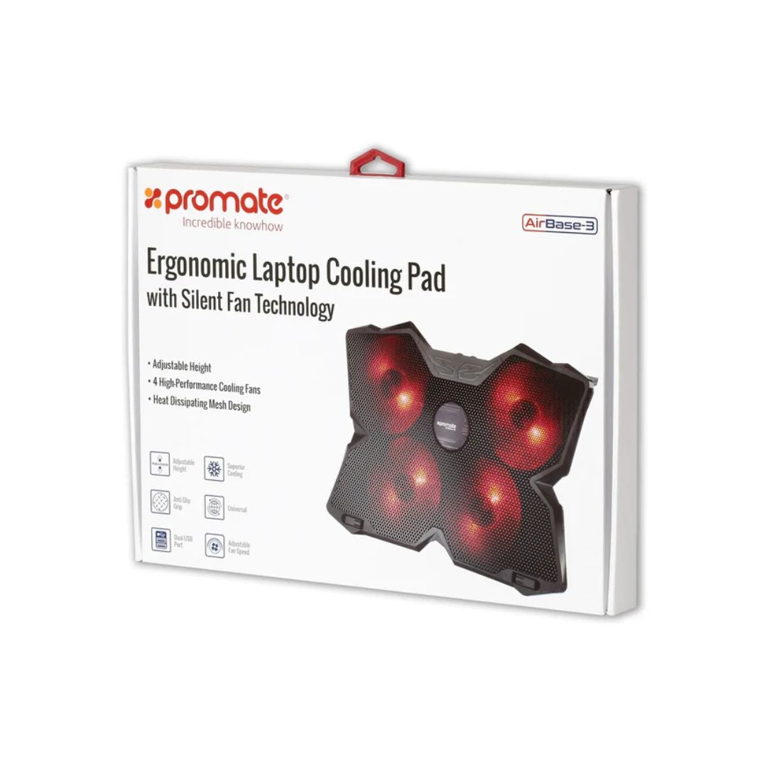 Promate AirBase-3 Ergonomic Laptop Cooling Pad