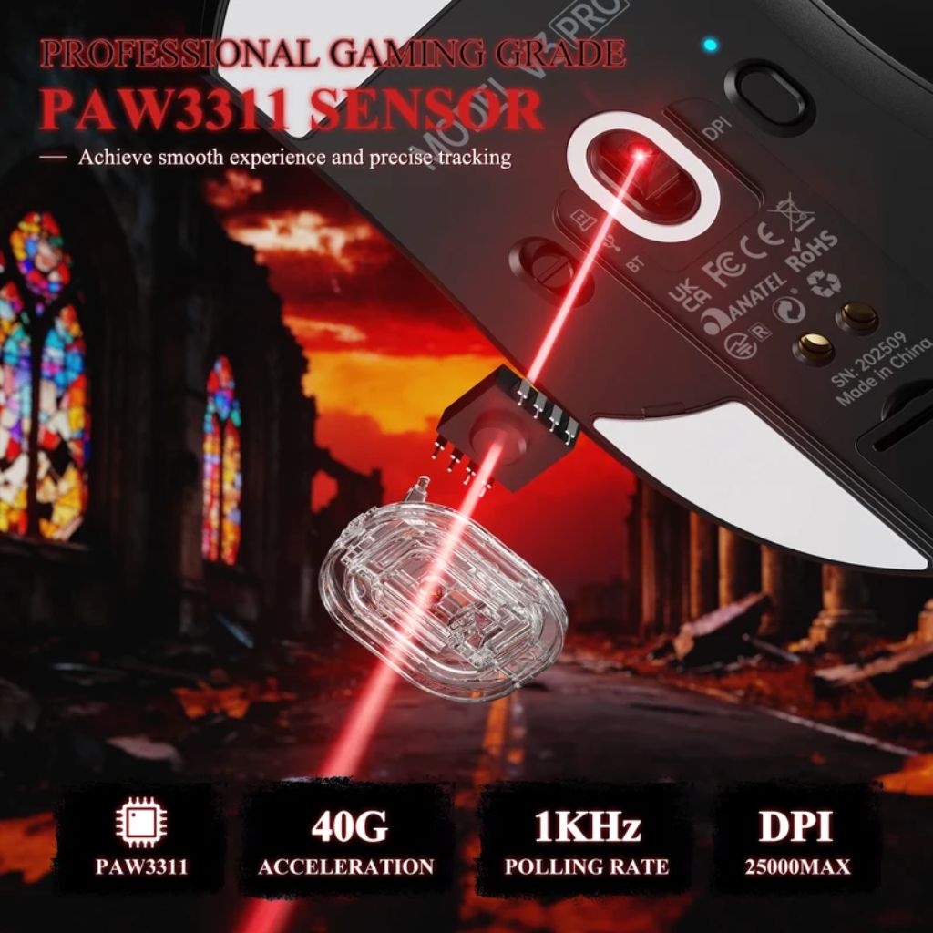 Attack Shark V3 Pro Wireless Gaming Mouse - Black