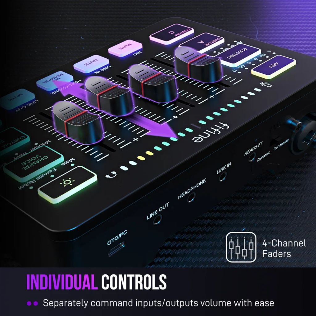 FIFINE AmpliGame SC3 - RGB Gaming Audio Mixer