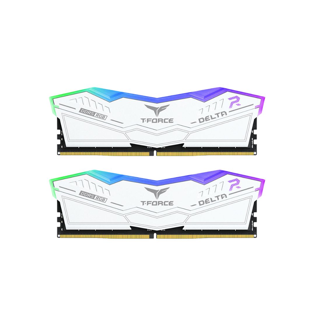 ذاكرة وصول عشوائي TEAMGROUP T-Force Delta RGB DDR5 سعة 16 جيجابايت (2 × 8 جيجابايت) 6000 ميجاهرتز CL38 - أبيض