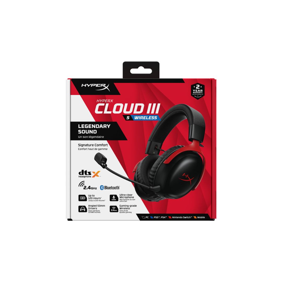 سماعة الألعاب اللاسلكية HyperX Cloud III S - أسود وأحمر