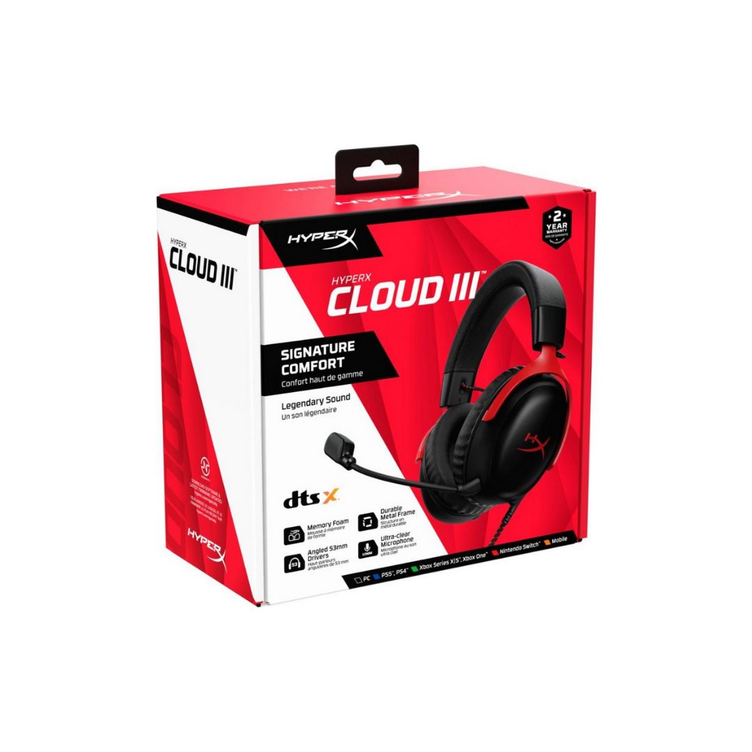سماعة الألعاب السلكية HyperX Cloud III - أسود وأحمر
