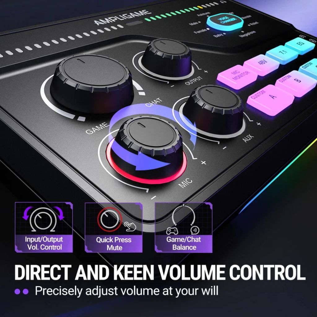 FIFINE AmpliGame SC8 - RGB Gaming Audio Mixer