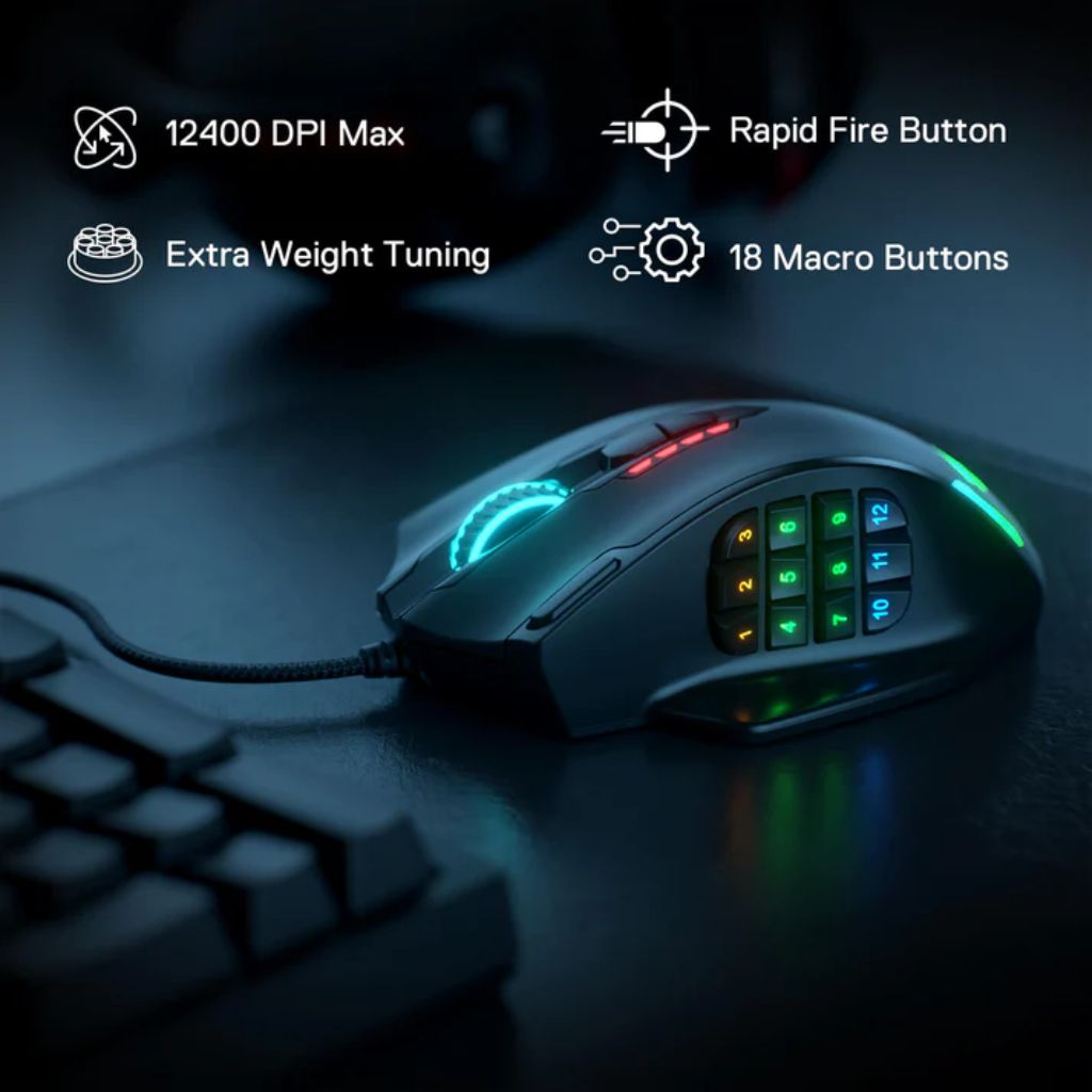Redragon IMPACT M908 Wired Gaming Mouse - Black