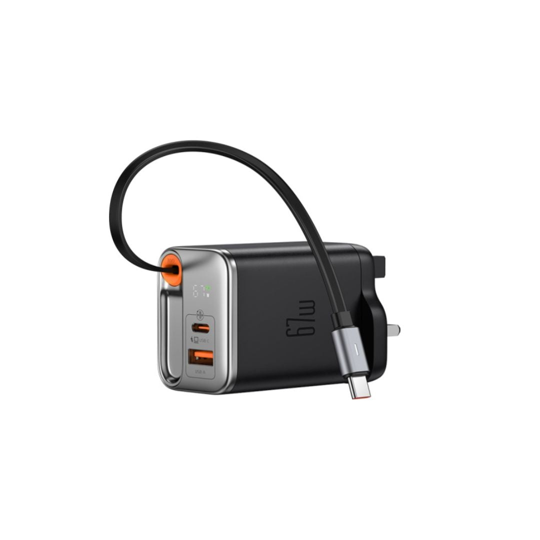 Mcdodo CH-4090 67W GaN Charger with Built-in Retractable USB-C Cable - Black