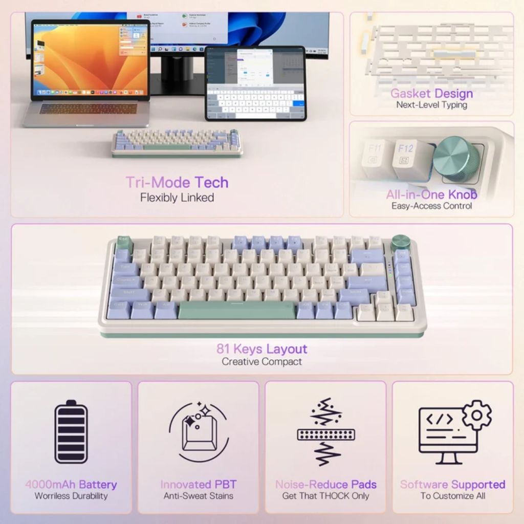 Redragon UCAL K673WB PRO Wireless Gaming Keyboard - White