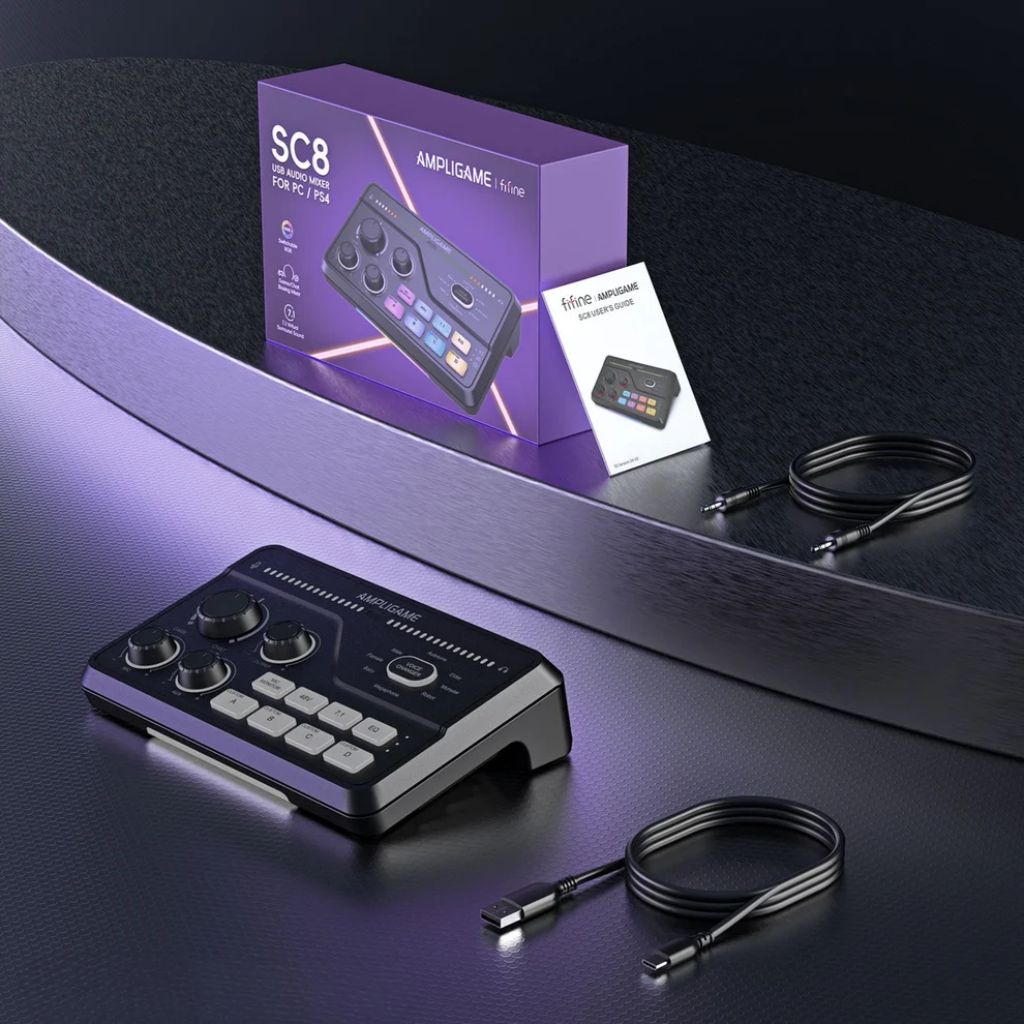 FIFINE AmpliGame SC8 - RGB Gaming Audio Mixer
