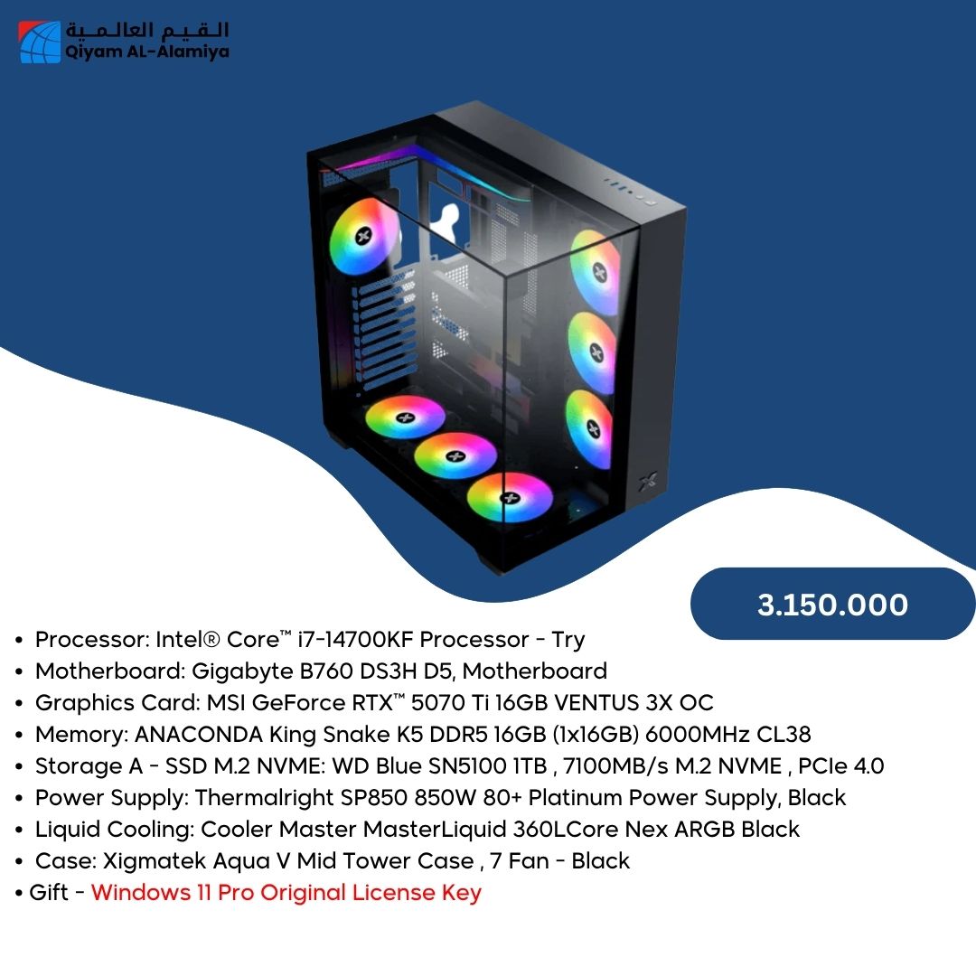 Pc Build Intel i7-14700KF, RTX 5070 Ti 16GB