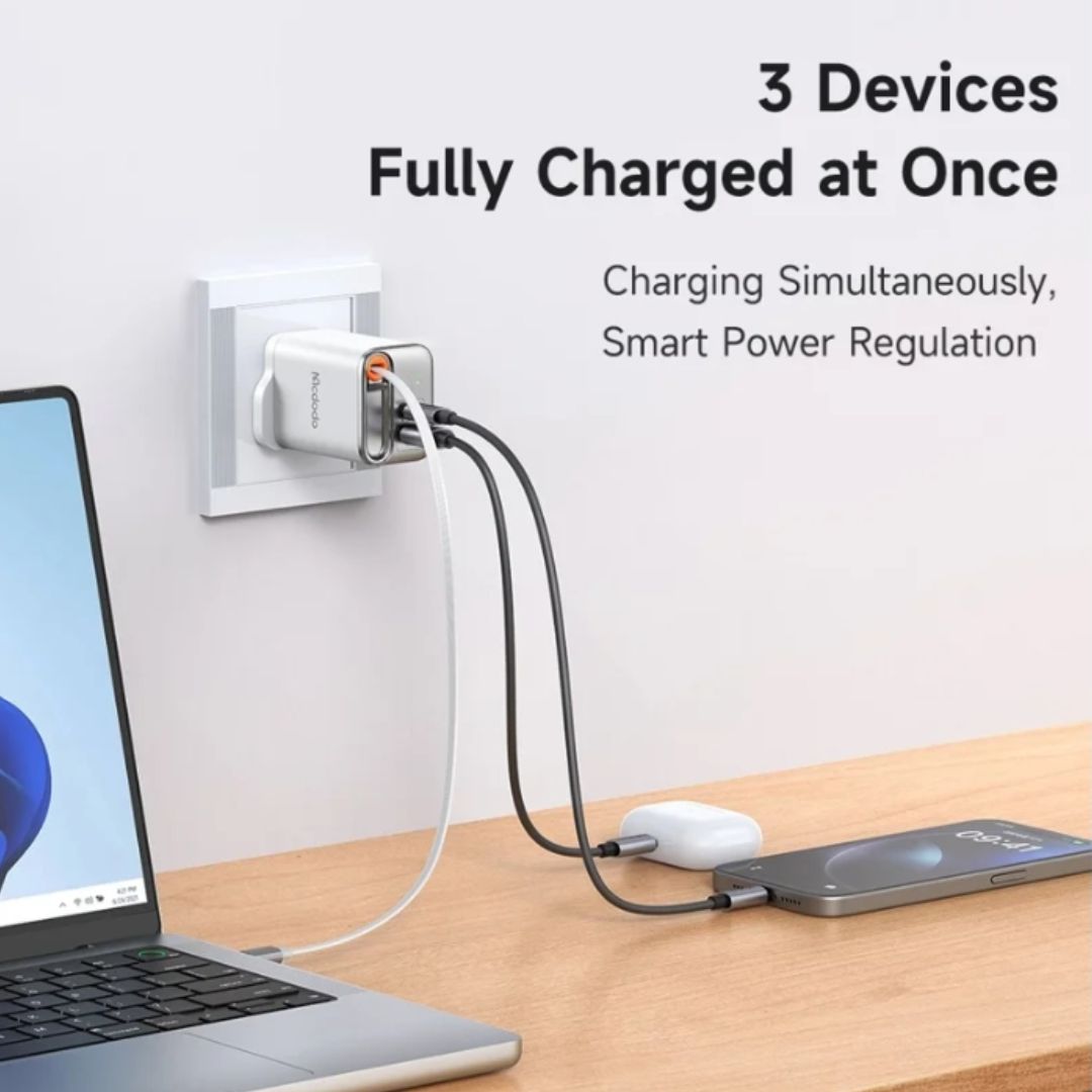 Mcdodo CH-4092 67W GaN Charger with Built-in Retractable USB-C Cable - White