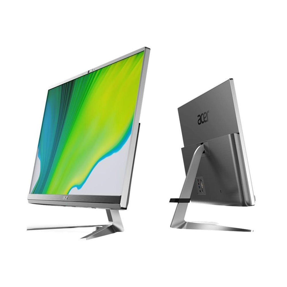 جهاز Acer Aspire C24-1651 المتكامل، معالج Intel Core i5-1135G7، ذاكرة وصول عشوائي 8 جيجابايت، قرص SSD بسعة 512 جيجابايت + قرص HDD بسعة 1 تيرابايت (مُطوّر)، بطاقة رسومات NVIDIA MX450 بسعة 2 جيجابايت، شاشة لمس IPS بدقة FHD مقاس 24 بوصة، لون فضي