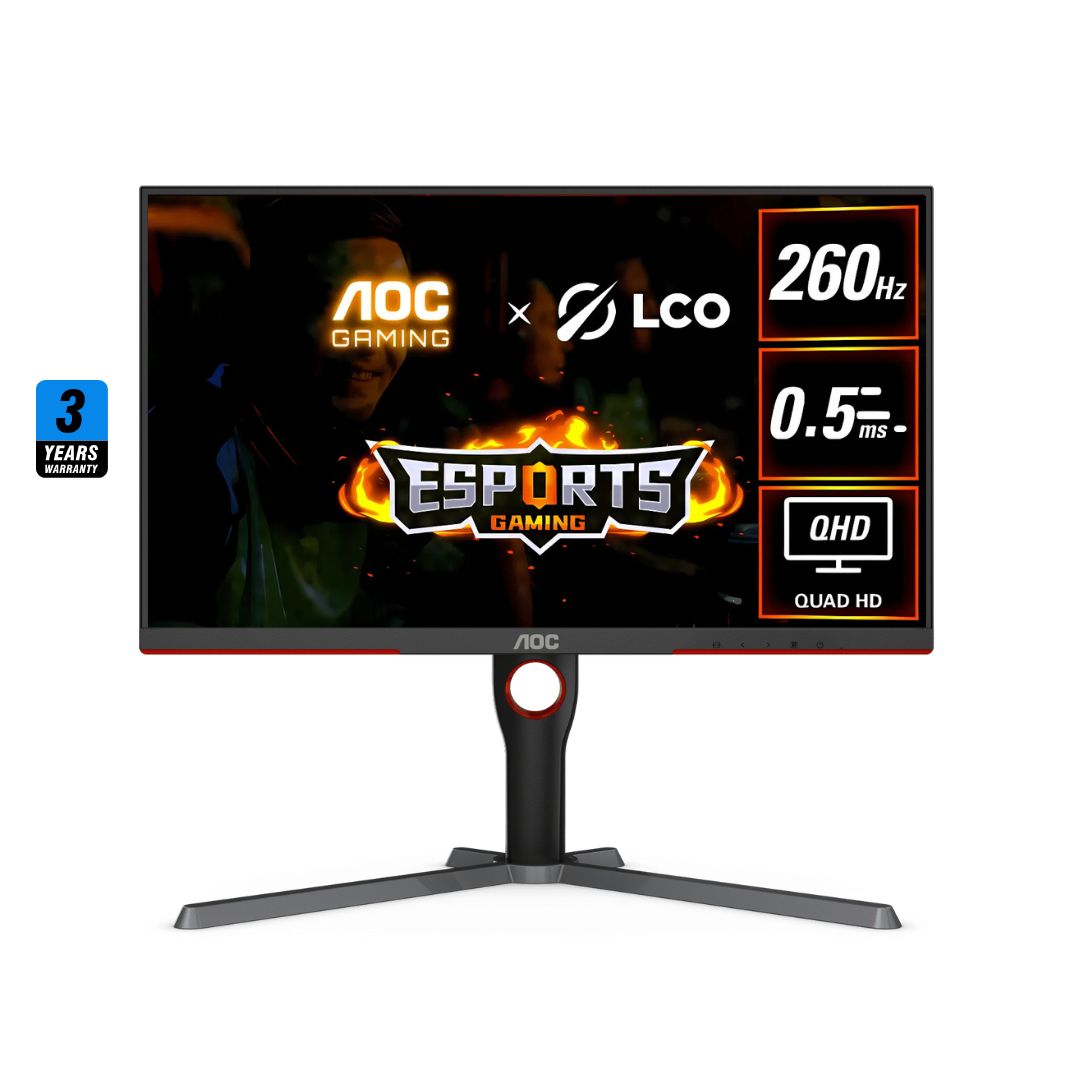 شاشة AOC Q27G3Z مقاس 27 بوصة بدقة 2K (2560 × 1440) وتردد 260 هرتز ووقت استجابة 0.5 مللي ثانية وشاشة IPS مسطحة