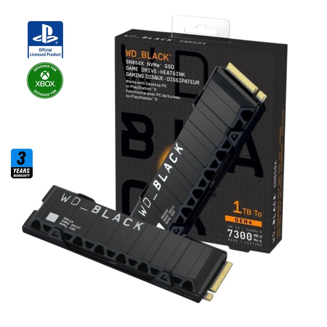 WD BLACK SN850 1TB with Heatsink , 7300MB/s M.2 NVME , PCIe 4.0