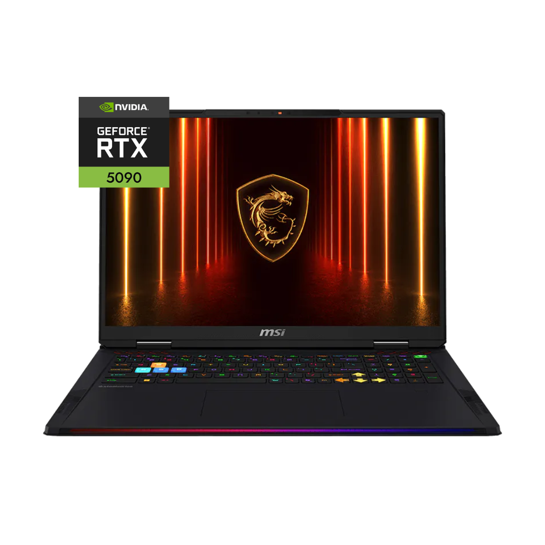 MSI Raider A18 HX A9WIG-205AE، AMD Ryzen 9-9955HX3D، ذاكرة وصول عشوائي (RAM) سعة 64 جيجابايت، قرص SSD سعة 2 تيرابايت، NVIDIA RTX 5090 سعة 24 جيجابايت، شاشة 18 بوصة UHD+ 120 هرتز، لون أسود