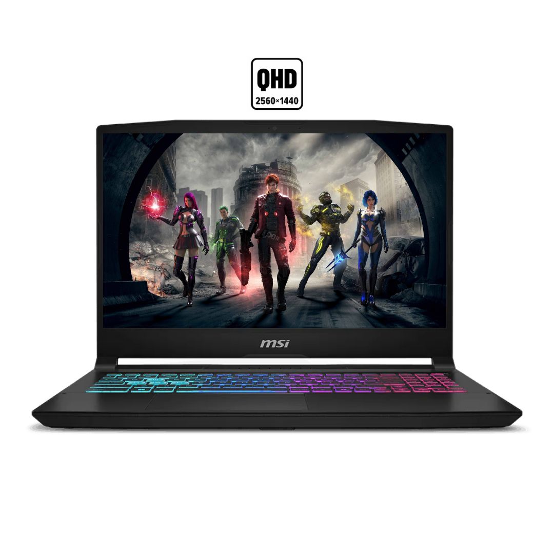 MSI Katana 15 HX B14WFK-021AU, معالج Intel Core i7-14650HX, ذاكرة وصول عشوائي (RAM) سعة 16 جيجابايت, قرص صلب (SSD) سعة 512 جيجابايت, بطاقة رسومات NVIDIA RTX 5060 سعة 8 جيجابايت, شاشة 15.6 بوصة QHD IPS 165 هرتز, أسود