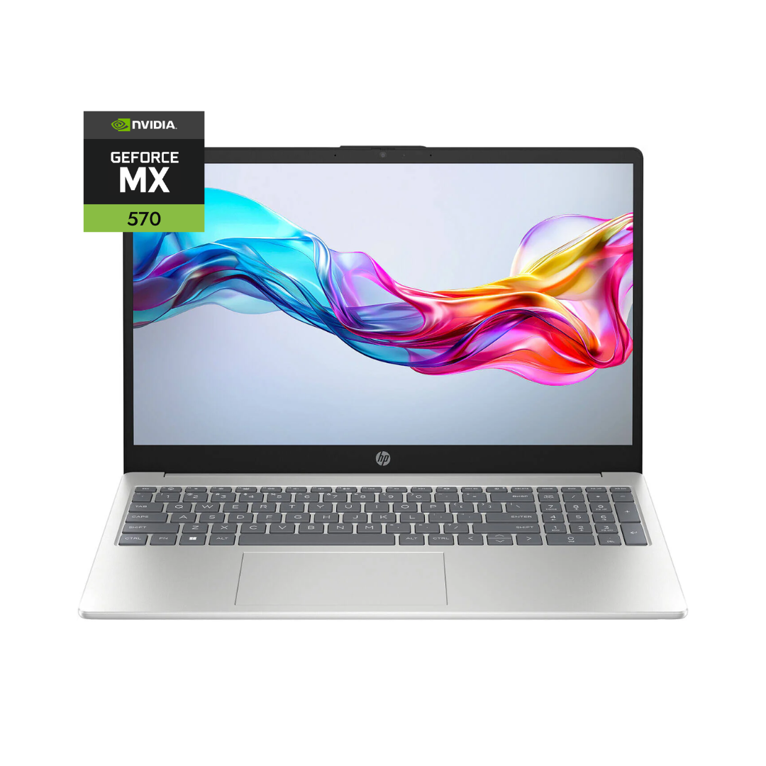 إتش بي 15-FD0174 - معالج Intel Core i7-1355U، ذاكرة وصول عشوائي 16 جيجابايت، قرص صلب 512 جيجابايت SSD، بطاقة رسوميات NVIDIA MX570 سعة 2 جيجابايت، شاشة 15.6 بوصة FHD، لون فضي