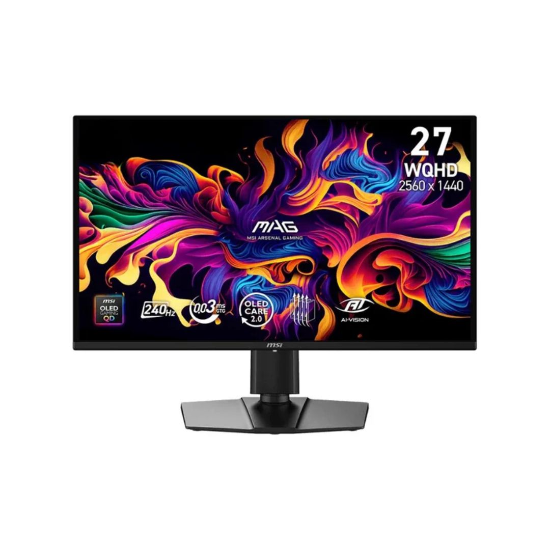 شاشة MSI MAG 274QP X24 مقاس 26.5 بوصة بدقة 2K (2560x1440) وتردد 240 هرتز ووقت استجابة 0.03 مللي ثانية، Rapid QD-OLED مسطحة