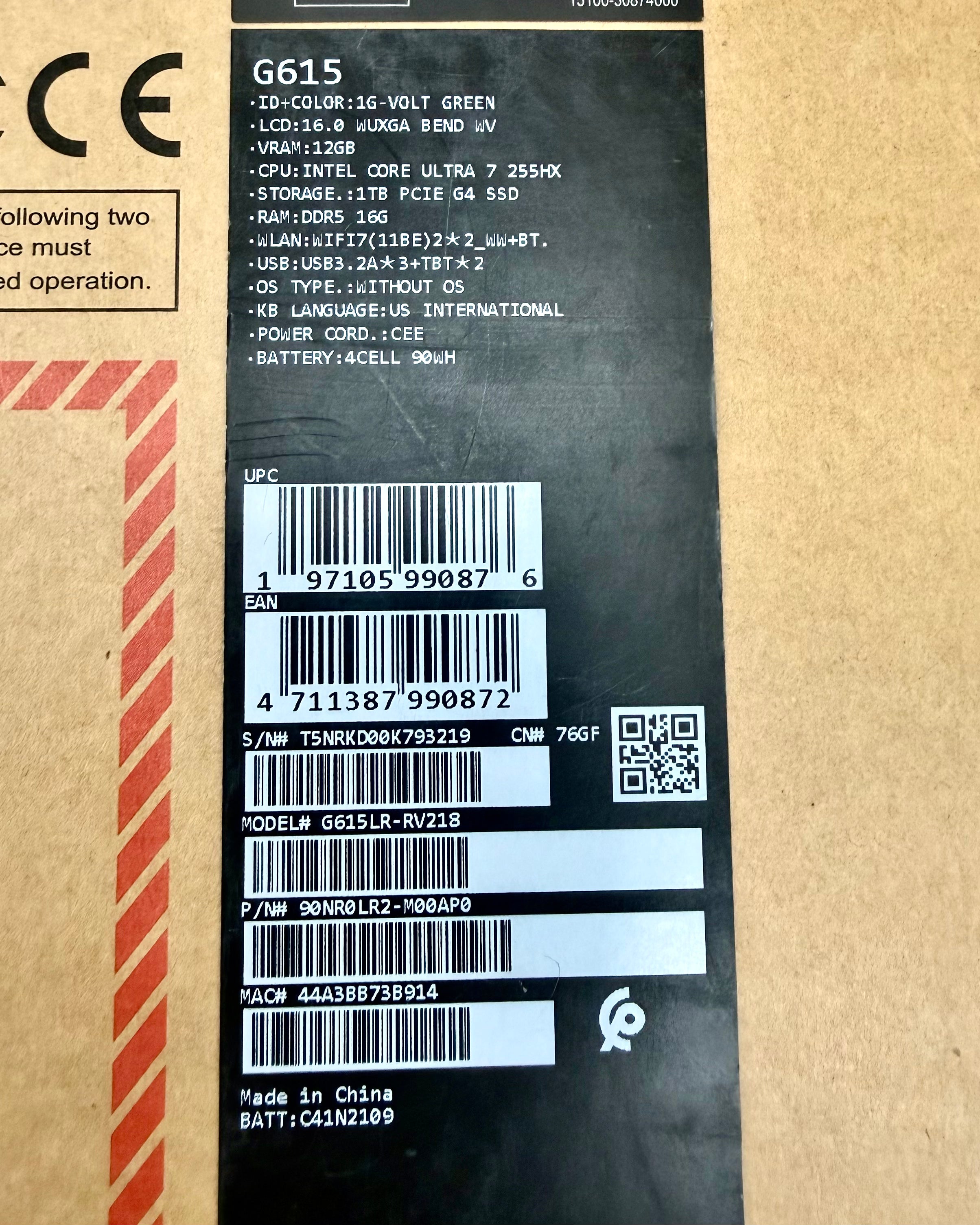 ASUS ROG Strix G16 G615LR-RV218, Intel Core Ultra 7-255HX, RAM 16GB, 1TB SSD NVMe, NVIDIA RTX 5070 Ti 12G, 16.0 Inch WUXGA 165Hz IPS, Eclipse Gray