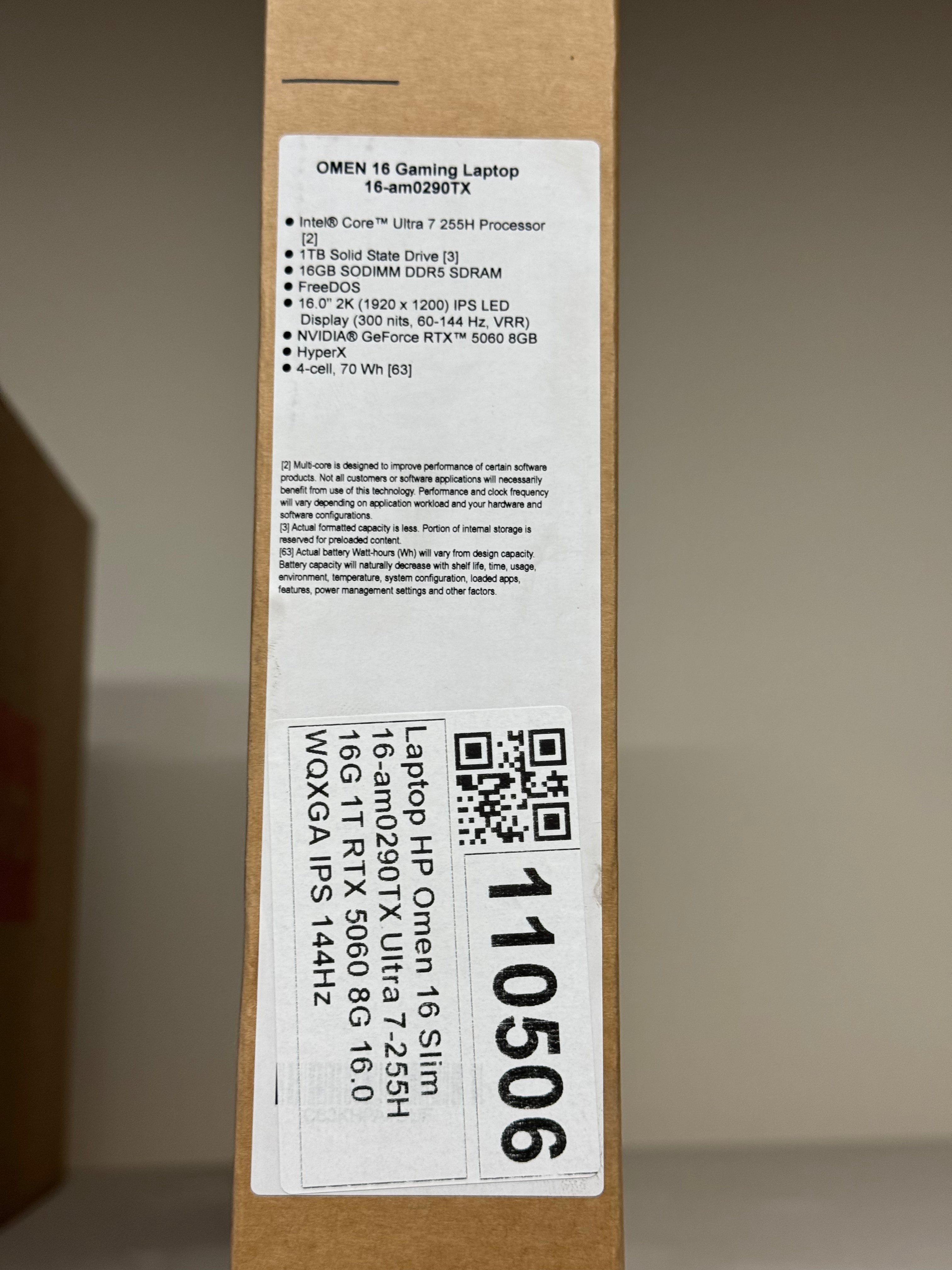 HP OMEN 16-am0290TX، معالج Intel Ultra 7-255H، ذاكرة وصول عشوائي 16 جيجابايت، قرص صلب SSD بسعة 1 تيرابايت، بطاقة رسومات NVIDIA RTX 5060 8G، شاشة 16 بوصة WUXGA، لون أسود