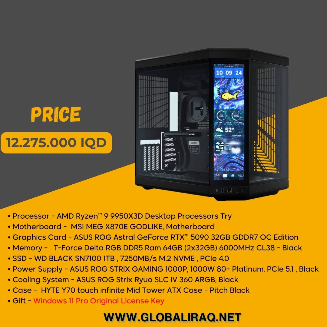 تجميع جهاز كمبيوتر AMD Ryzen 9 9950X3D، RTX 5090 32GB