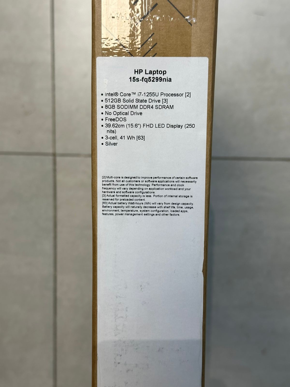 HP 15s-fq5299nia, Intel Core i7-1255U, RAM 8GB, 512GB SSD, Intel Iris Graphics, 15.6 Inch FHD, Natural silver