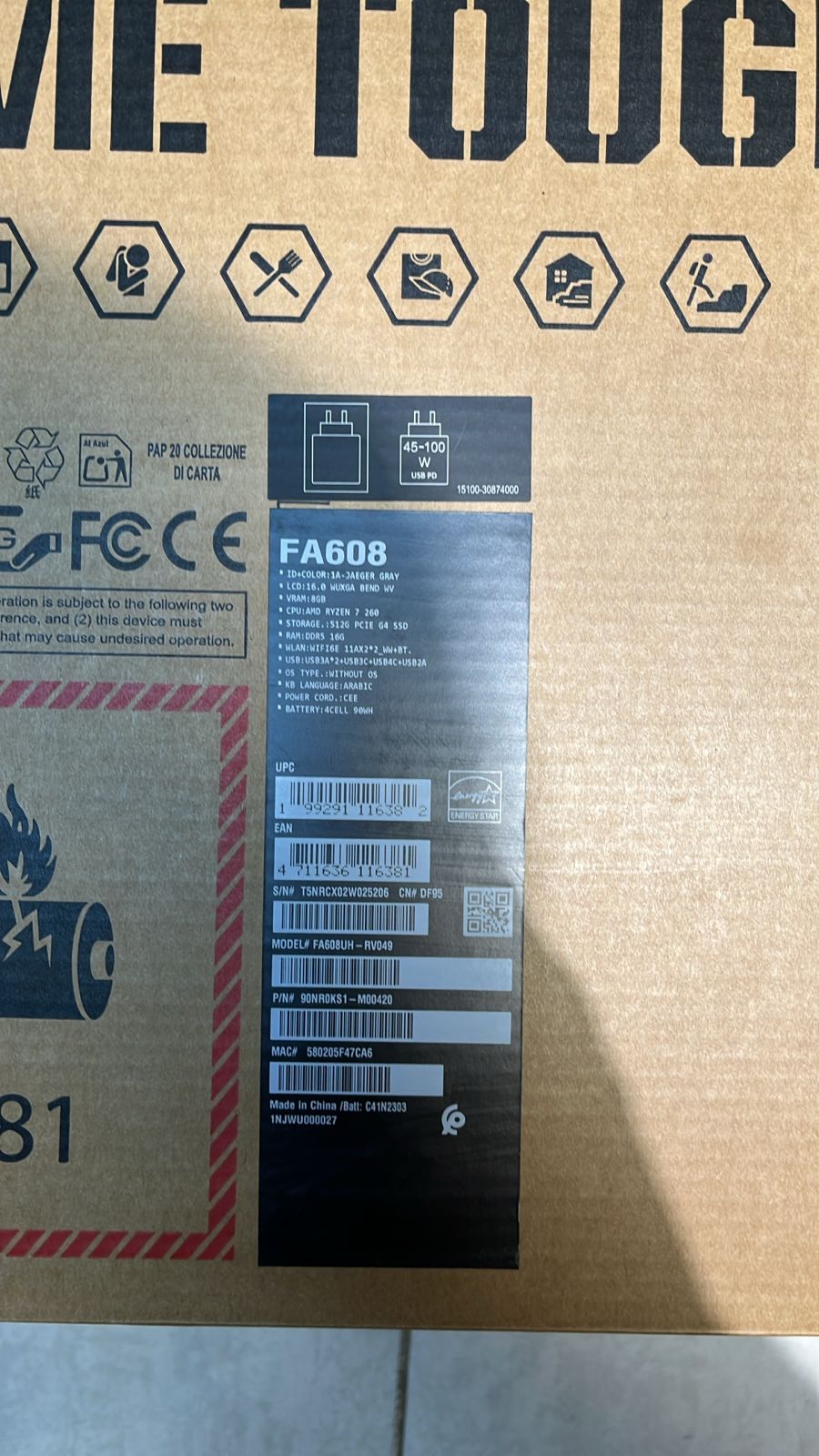 ASUS TUF Gaming A16 FA608UH-RV049, AMD Ryzen 7-260, RAM 16GB, SSD 512GB, NVIDIA Geforce RTX 5050 8GB, 16.0 inch WUXGA 165Hz, Jaeger Gray