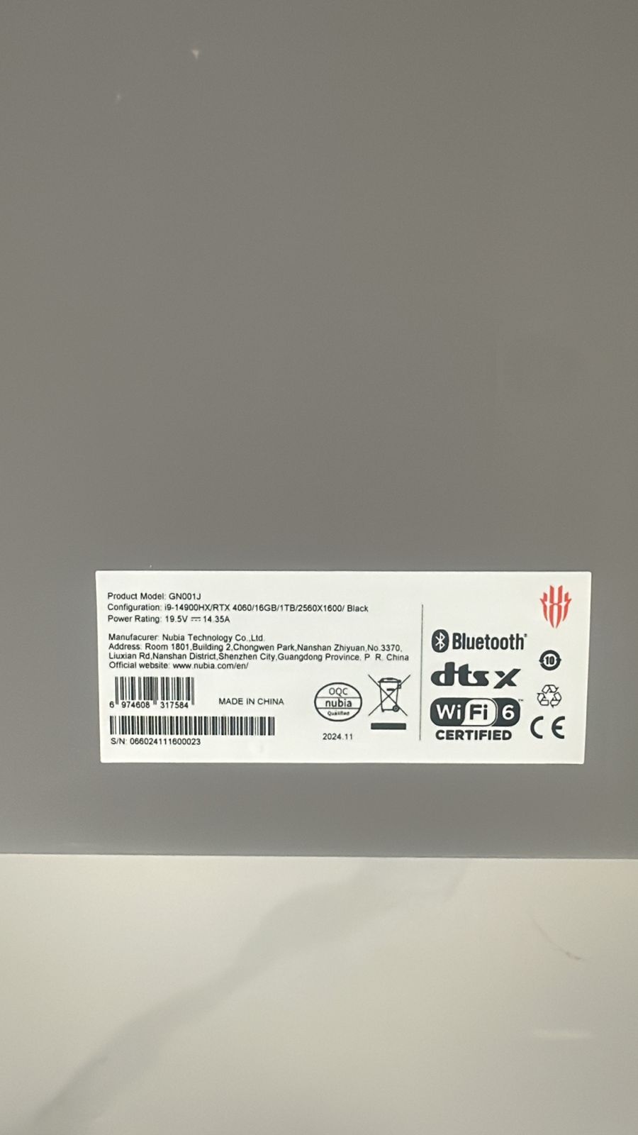 RedMagic Titan 16 Pro GN001J - Intel® Core i9-14900HX, RAM 16GB , SSD 1TB, RTX 4060 8GB, 16 Inch QHD 240z ,Eclipse