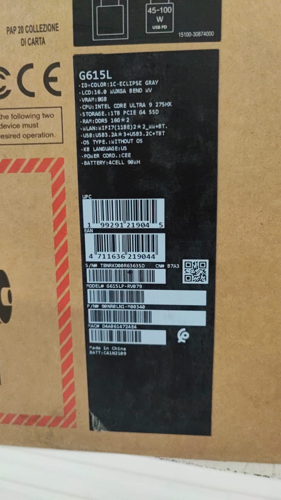 ASUS ROG Strix G16 G615LP-RV079 - معالج Intel Ultra 9-275HX، ذاكرة وصول عشوائي (RAM) 32 جيجابايت، قرص تخزين SSD سعة 1 تيرابايت، بطاقة رسومات RTX 5070 بحجم 8 جيجابايت، شاشة WUXGA مقاس 16 بوصة بتردد 165 هرتز