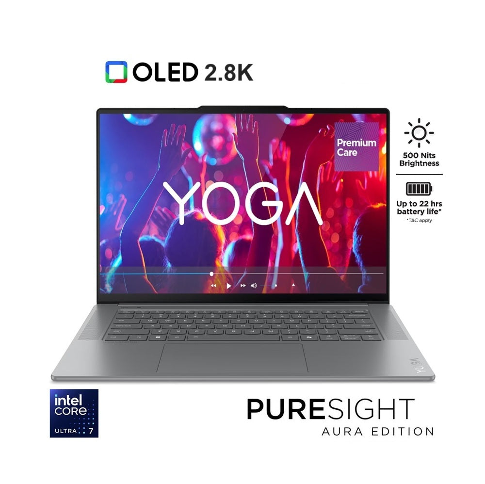 Lenovo Yoga Slim 7 15ILL9 - (6LAX) Aura Edition, Intel Ultra 7-258V, RAM 32GB, SSD 1TB, Integrated Intel Arc, 15.3 Inch 2.8K WQXGA+ (2880x1800) OLED 120Hz, Luna Grey