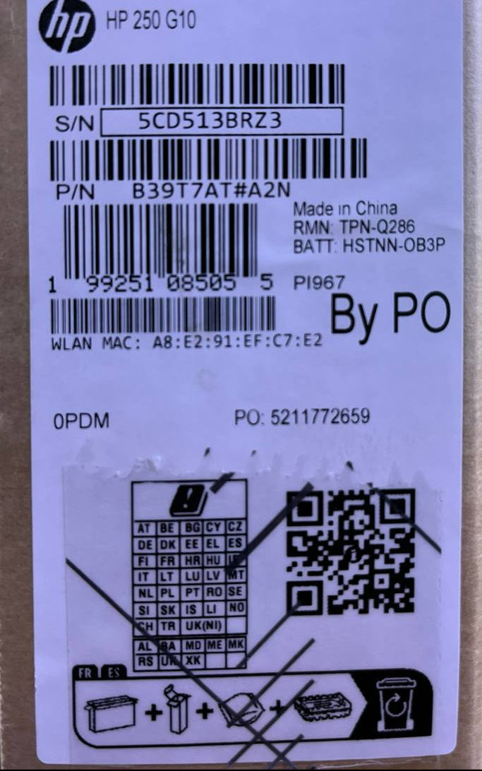 HP 250 G10, Intel Core i5-1334U, RAM 8GB, SSD 512GB, Intel Graphics, 15.6 Inch FHD, Silver