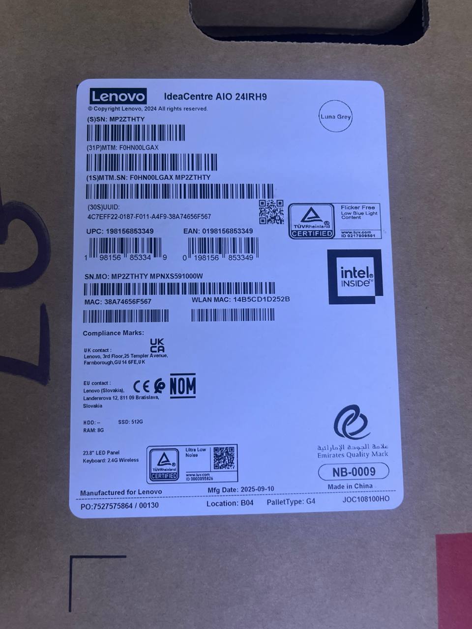 All in One Lenovo IdeaCentre 24IRH9 - (LGAX) i7-13620H, RAM 8GB ,SSD 512GB, Intel® UHD Graphics,, 24 Inch IPS Touch, Luna Grey