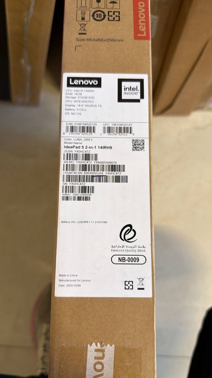 Lenovo IdeaPad 5 14IRH9 - (2UAX) Intel Core i5-13420H, RAM 16GB, SSD 512GB, Intel® UHD Graphics, 14.0 Inch WUXGA, Luna Grey