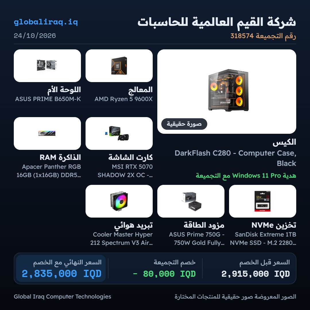 Pc Build Ryzen 5 9600X , RTX 5070 12GB