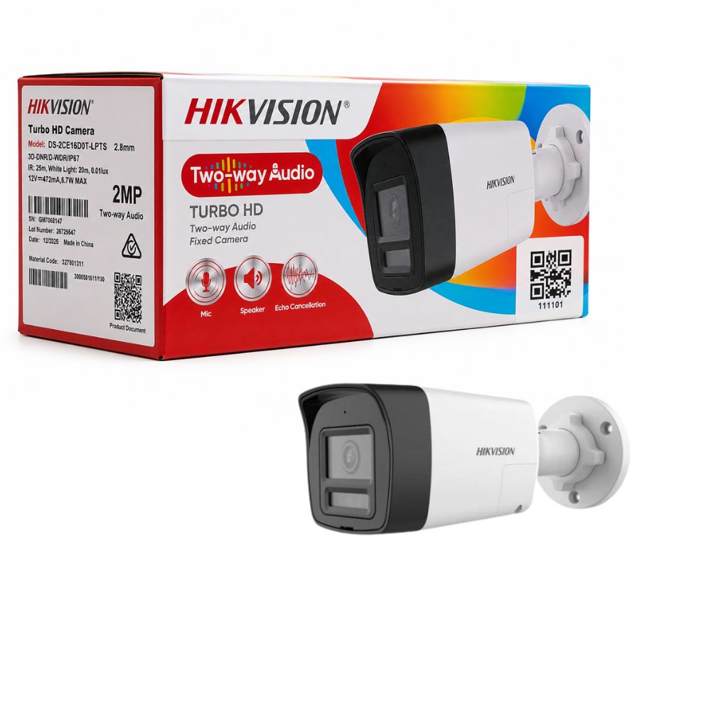 HIKVISION 2 ميجابكسل DS-2CE16SD0T-LPFS صوت 2.8 مم للاستخدام الخارجي