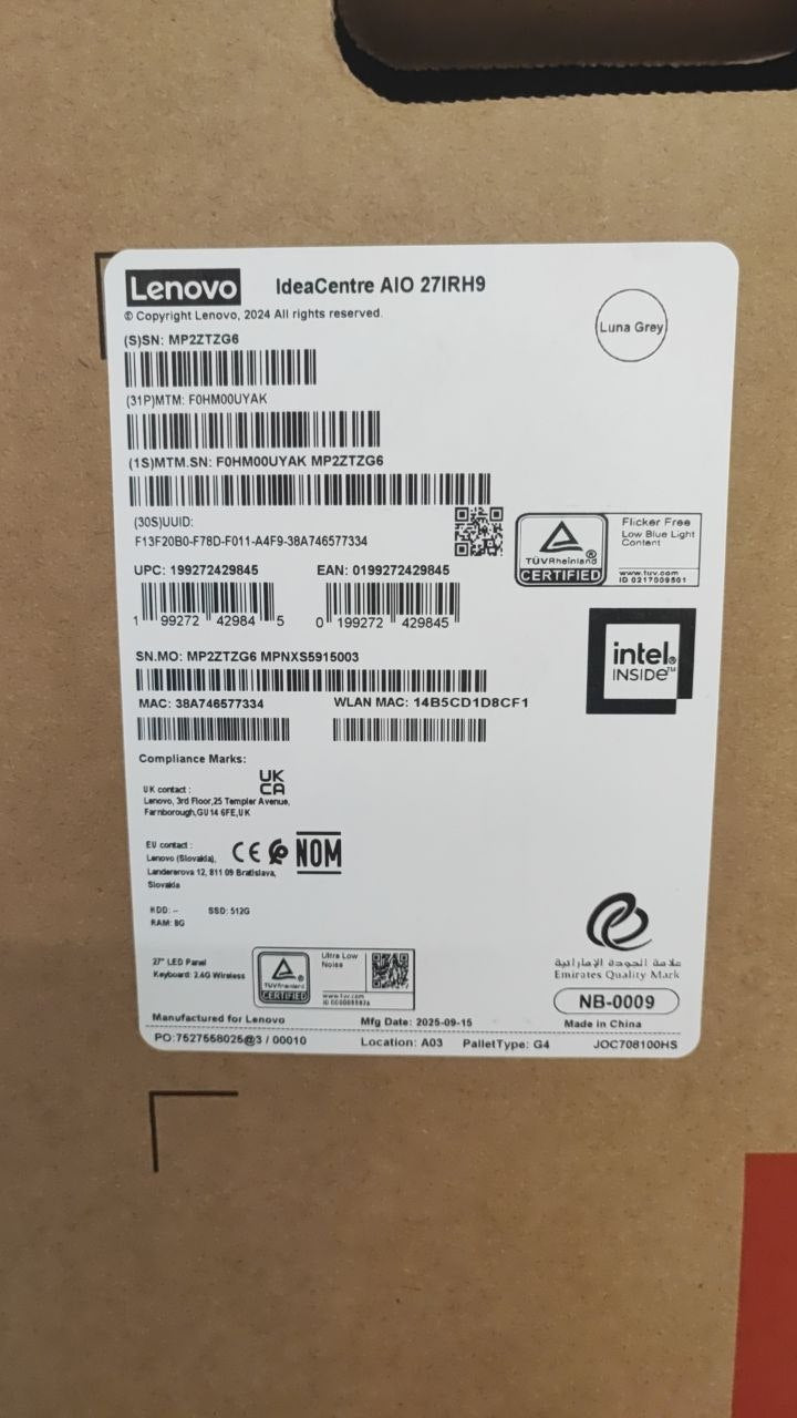 All in One Lenovo IdeaCentre 27IRH9 - (UYAK) Intel Core i7-13620H, RAM 16GB(Upgraded), SSD 512GB, Intel® UHD Graphics, 27 FHD IPS, Black