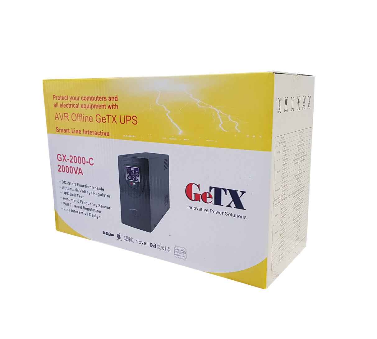 UPS GeTX GXK-2000-C (2000VA, 2KV) Line interactive , 12V9Ax2 Battery - Yellow Box