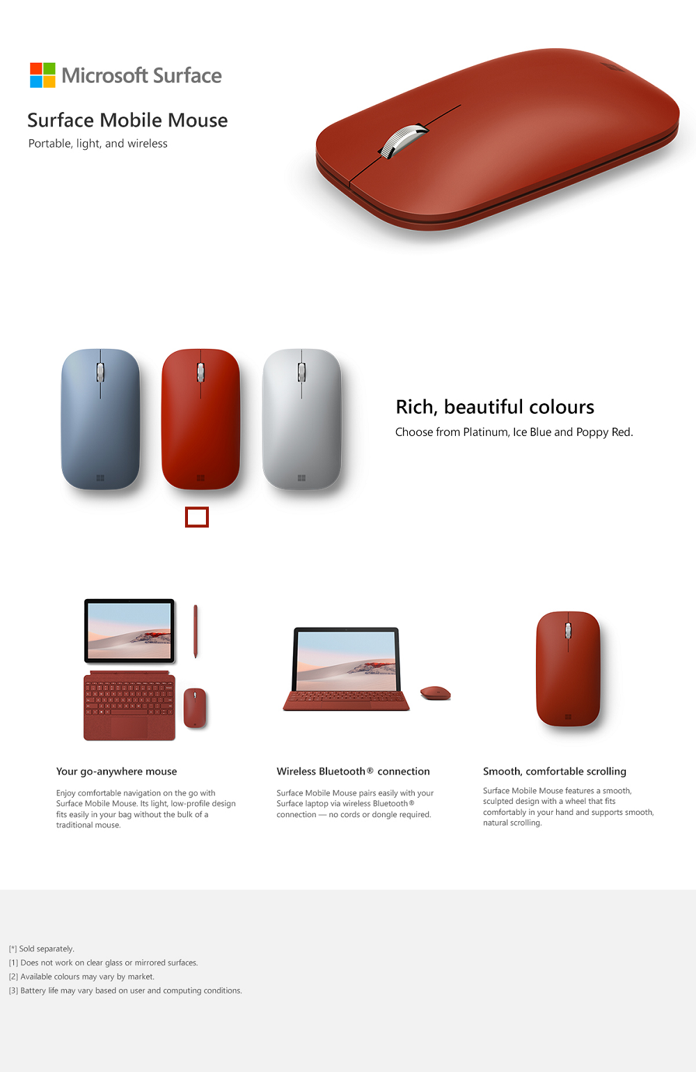 Microsoft Surface KGY-00051 Bluetooth Mouse - Poppy Red
