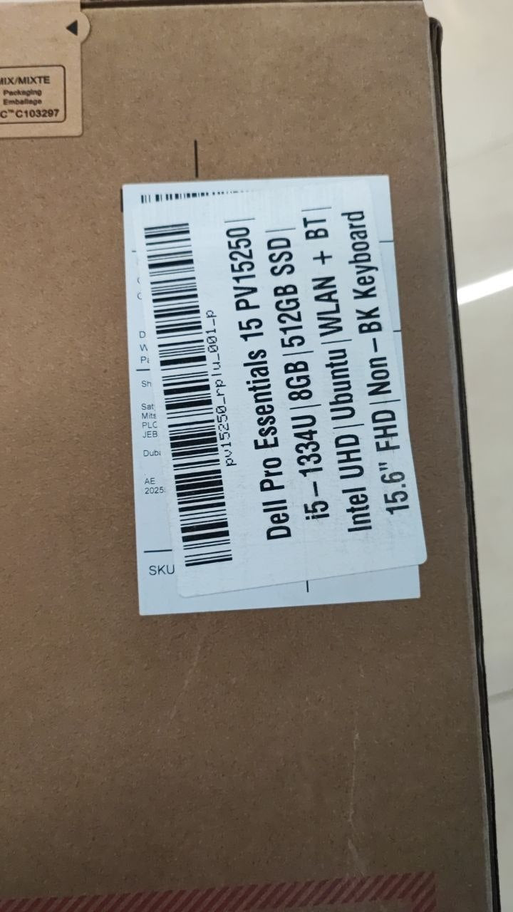 Dell Pro 15 PV1520 - (RPLU-001-P) معالج Intel Core i5-1334U, ذاكرة وصول عشوائي 8 جيجابايت, قرص صلب 512 جيجابايت SSD, بطاقة رسوميات Intel UHD Graphics, شاشة 15.6 بوصة, لون أسود