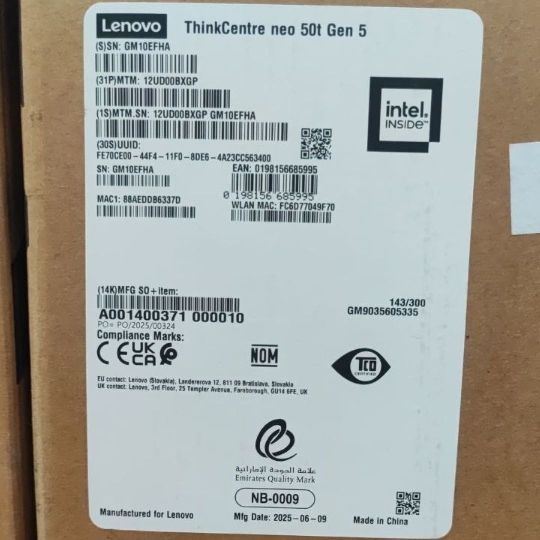 Lenovo ThinkCentre neo 50t Gen 5 (BXGP), Intel Core i5-13400, RAM 8GB, SSD 512GB, Intel UHD Graphics 730, Black