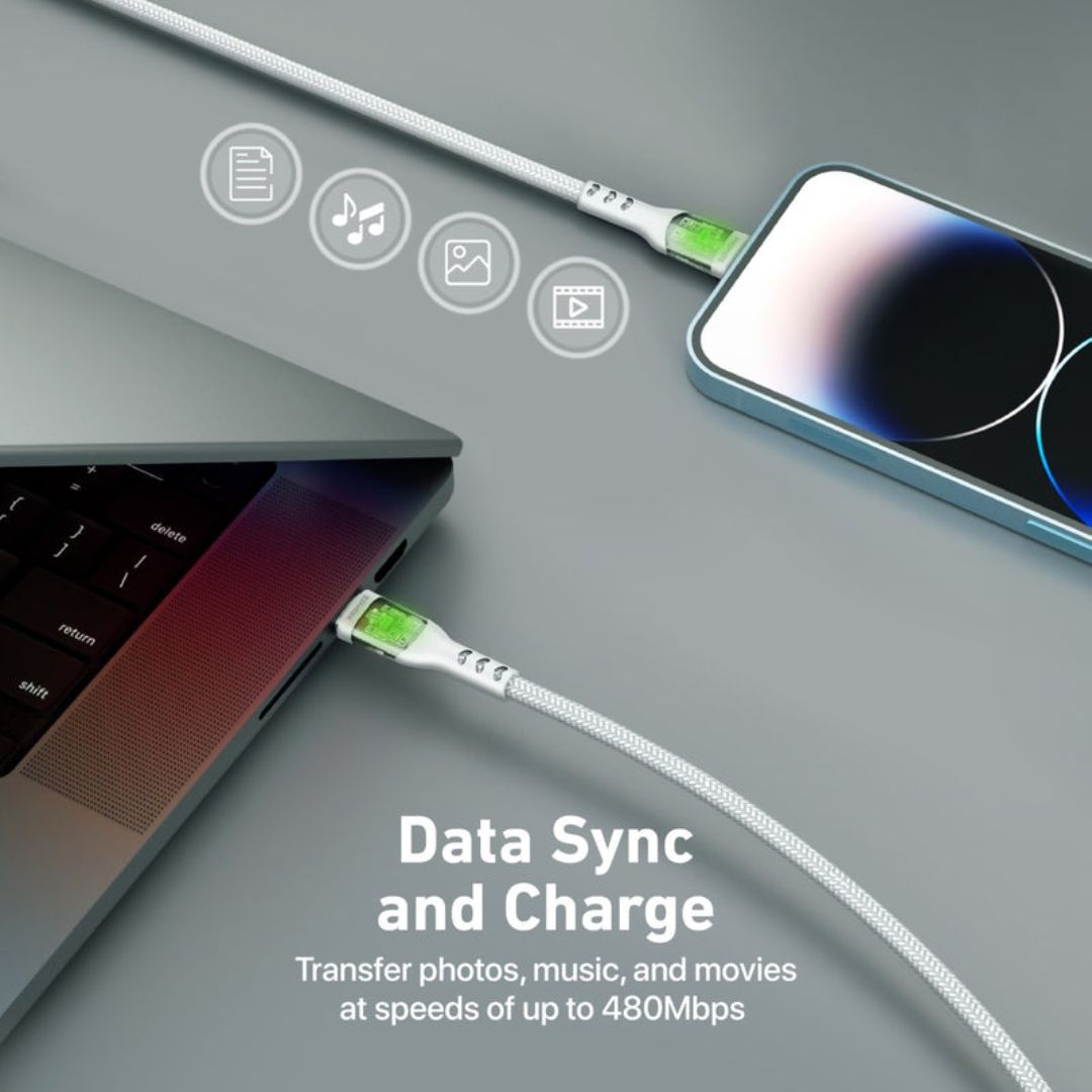 Promate TransLine-Ci 27W USB-C to Lightning Cable 1.2M - White